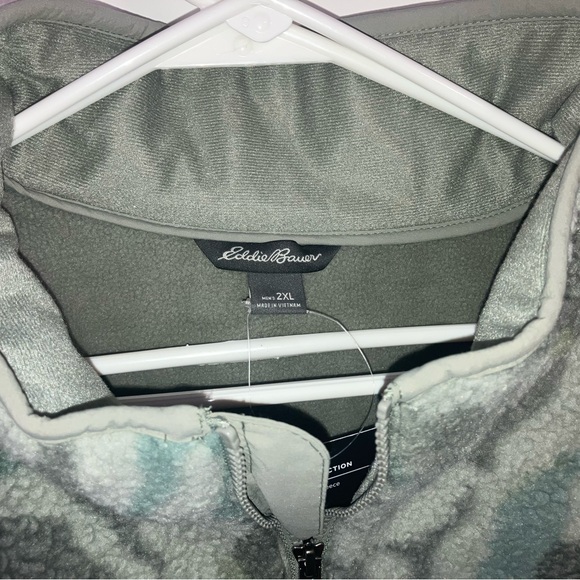 NWT Eddie Bauer All Over Print Sherpa Full Zip Fleece Lined Turtleneck - Picture 3 of 9